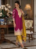 Adorable Rani Silk Embroidered Pant Style Suit for Ceremonial - 1