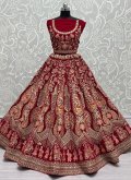 Adorable Rani Velvet Diamond Work A Line Lehenga Choli for Bridal - 1