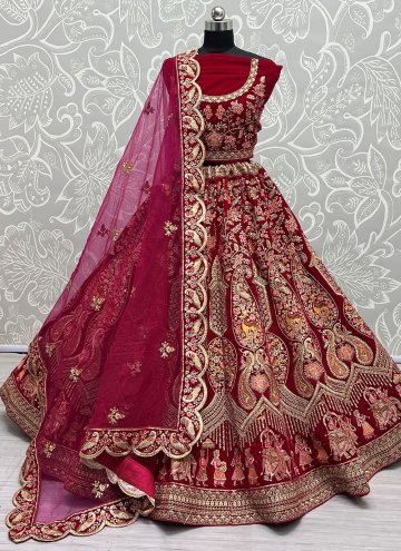 Adorable Rani Velvet Diamond Work A Line Lehenga Choli for Bridal