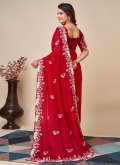 Adorable Red Silk Embroidered Trendy Saree for Ceremonial - 2