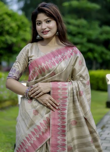 Adorable Red Tussar Silk Woven Contemporary Saree for Casual