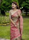 Adorable Red Tussar Silk Woven Contemporary Saree for Casual - 2