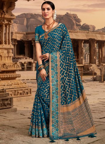 Adorable Teal Georgette Embroidered Classic Design