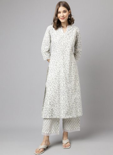 Adorable White Cotton  Printed Designer Kurti for 