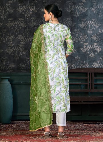 Adorable White Organza Hand Work Salwar Suit