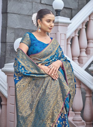 Adorable Woven Banarasi Turquoise Designer Saree