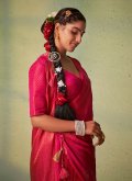 Adorable Woven Georgette Rani Trendy Saree - 1