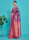 Adorable Woven Kanjivaram Silk Blue Classic Designer Saree - 1