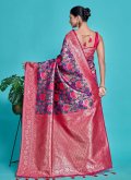 Adorable Woven Kanjivaram Silk Blue Classic Designer Saree - 2