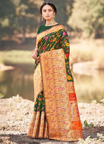 Adorable Woven Silk Green Trendy Saree