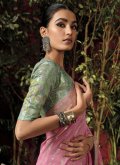 Adorable Woven Silk Rose Pink Designer Saree - 3