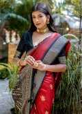 Adorable Woven Tussar Silk Red Designer Saree - 2