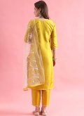 Adorable Yellow Silk Blend Embroidered Salwar Suit - 1
