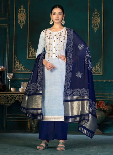 Alluring Aqua Blue Cotton  Designer Salwar Suit fo