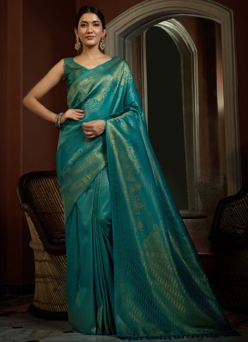 Alluring Aqua Blue Kanjivaram Silk Woven Classic D