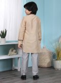 Alluring Beige Cotton Silk Patchwork Kurta Pyjama - 1