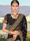 Alluring Black Georgette Embroidered Classic Designer Saree for Ceremonial - 1