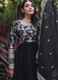 Alluring Black Georgette Embroidered Readymade Designer Gown - 2