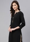 Alluring Black Rayon Buttons Casual Kurti for Festival - 1