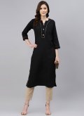 Alluring Black Rayon Buttons Casual Kurti for Festival - 2