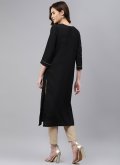 Alluring Black Rayon Buttons Casual Kurti for Festival - 3