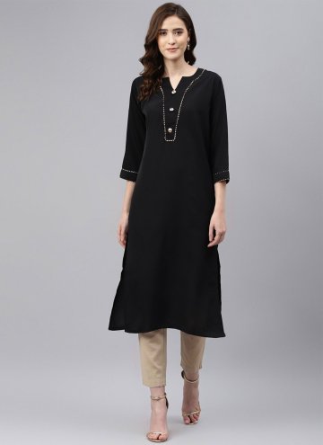 Alluring Black Rayon Buttons Casual Kurti for Fest