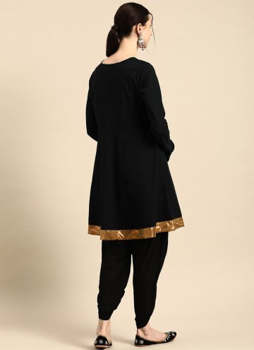 Alluring Black Rayon Embroidered Casual Kurti for Festival