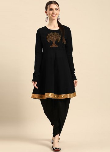 Alluring Black Rayon Embroidered Casual Kurti for 