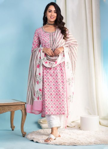 Alluring Designer Cotton  Rose Pink Trendy Salwar Suit