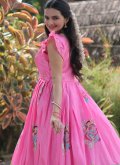 Alluring Digital Print Silk Pink Readymade Designer Gown - 2