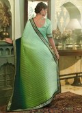 Alluring Embroidered Chinon Green Designer Saree - 1