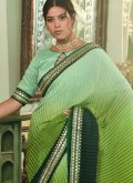 Alluring Embroidered Chinon Green Designer Saree - 2