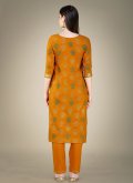 Alluring Embroidered Cotton  Mustard Salwar Suit - 2