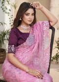 Alluring Embroidered Fancy Fabric Pink Trendy Saree - 1