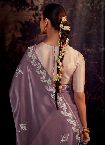 Alluring Embroidered Fancy Fabric Purple Classic Designer Saree