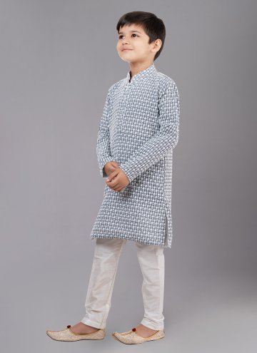 Alluring Embroidered Georgette Grey Kurta Pyjama