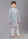 Alluring Embroidered Georgette Grey Kurta Pyjama - 2