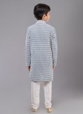 Alluring Embroidered Georgette Grey Kurta Pyjama - 3