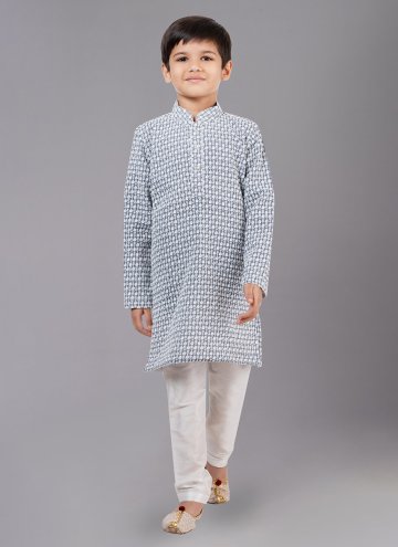 Alluring Embroidered Georgette Grey Kurta Pyjama
