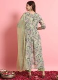 Alluring Embroidered Georgette Sea Green Designer Salwar Kameez - 2