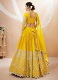 Alluring Embroidered Georgette Yellow A Line Lehenga Choli - 2