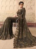 Alluring Embroidered Imported Brown Designer Saree - 1