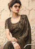 Alluring Embroidered Imported Brown Designer Saree - 2