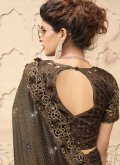 Alluring Embroidered Imported Brown Designer Saree - 3