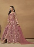 Alluring Embroidered Net Pink Pant Style Suit - 2