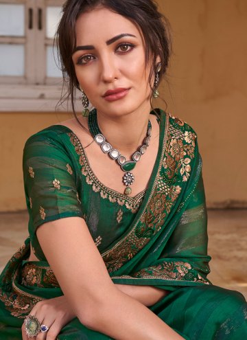Alluring Green Art Silk Embroidered Trendy Saree