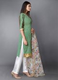 Alluring Green Art Silk Printed Pant Style Suit - 1