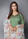 Alluring Green Art Silk Printed Pant Style Suit - 2