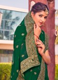 Alluring Green Georgette Embroidered Designer Saree for Mehndi - 1
