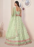Alluring Green Net Embroidered Designer Lehenga Choli for Mehndi - 2